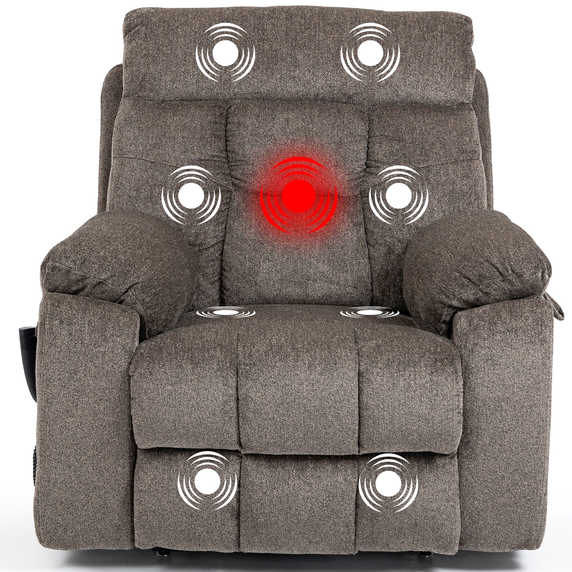 Oversized Power Lift Recliner Chair with Massage and Heat for Elderly, 180° Big Man Dual Motor Lift Recliner, Large Electric Recliner Chair with 2 Cup Holders,Side Pocket,Single Rocker Sofa 400lbs