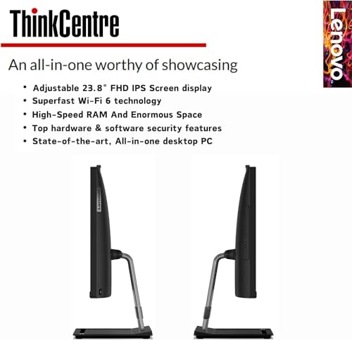 Lenovo ThinkCentre All-in-One Business Computer, 23.8" FHD Display, 12th Gen Intel 6-Core Processor, 16GB RAM, 512GB PCIe SSD, Wi-Fi, HDMI, Webcam, DVD-RW, Windows 11 Pro