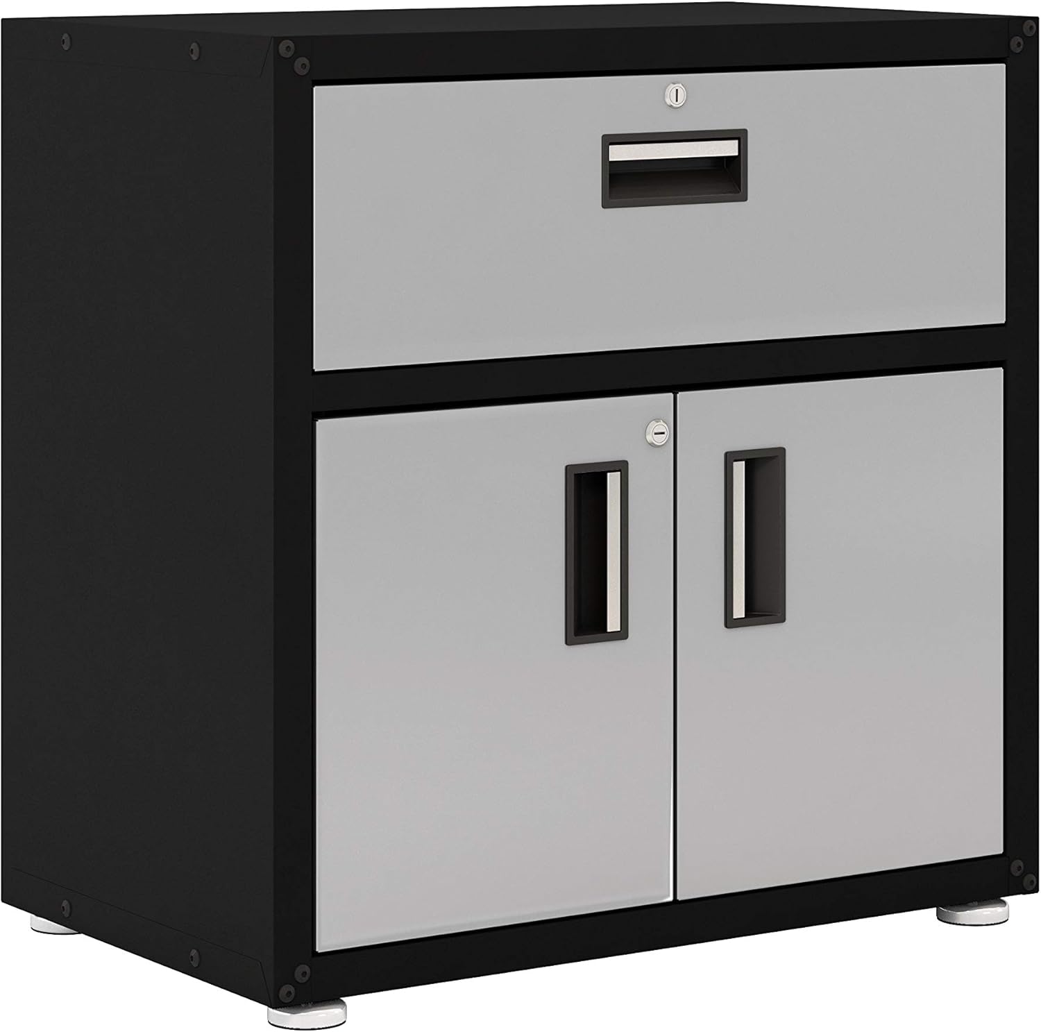 itbe for Home Ready-to-Assemble One Drawer Steel Cabinet with 2 Doors (White and Grey)