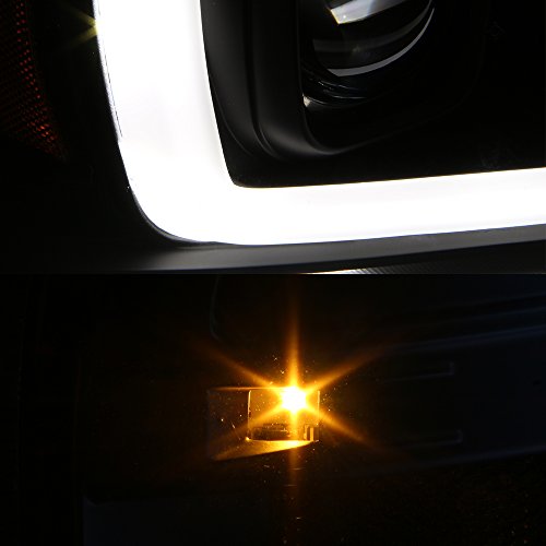AKKON - Fits 2004-2008 Ford F150 Pickup LED Parking Tube Bar Projector Black Headlights Pair Driver Left+Passenger Right