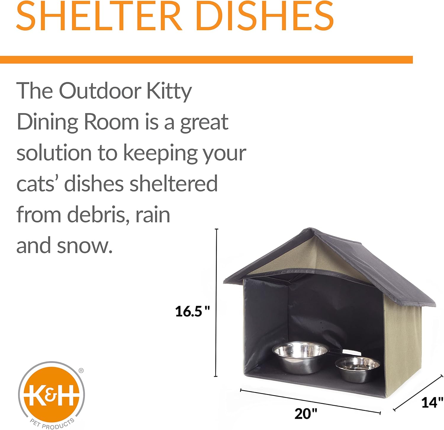 K&H PET PRODUCTS Outdoor Heated Kitty House, Outdoor Dining Room & Heated Thermo-Kitty Café, Olive