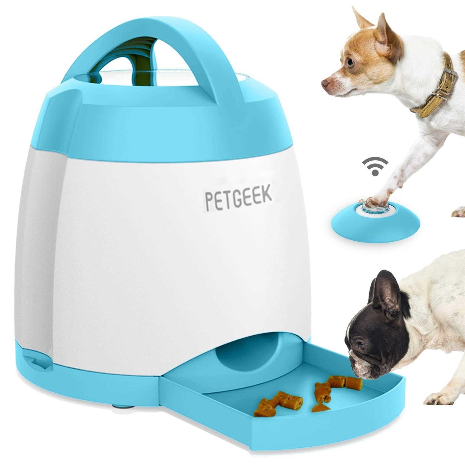 PETgEEK Treat Dispenser Dog Toys, Automatic Pet Feeder with Dual Power Supply and Remote control, Dog Puzzle Toys and Interactive Dog Toys in One - Pet Supplies online store