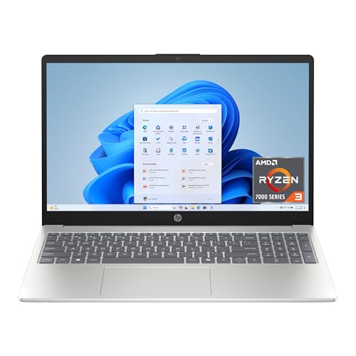 HP 15.6 inch Laptop, HD Touchscreen Display, AMD Ryzen 5 7520U, 8 GB RAM, 512 GB SSD, AMD Radeon Graphics, Windows 11 Home, Natural Silver, 15-fc0499nr