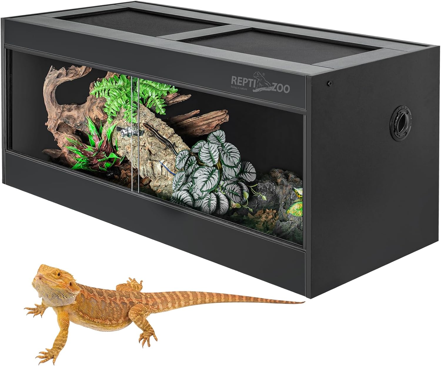 REPTI ZOO 68 Gallon PVC Reptile Terrarium 48x18x18” and Bearded Dragon Basking Platform