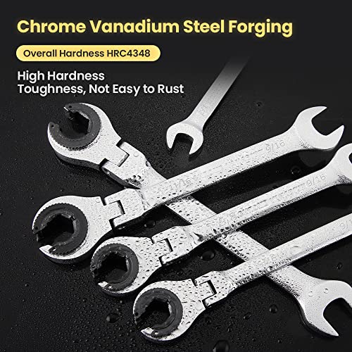 Anbull Ratcheting Wrench Set with Open Flex-head, 12PCS Metric (8-19mm) Combination Spanner with 72 Teeth, 180° Flex-head Tubing Ratchet Wrench Set