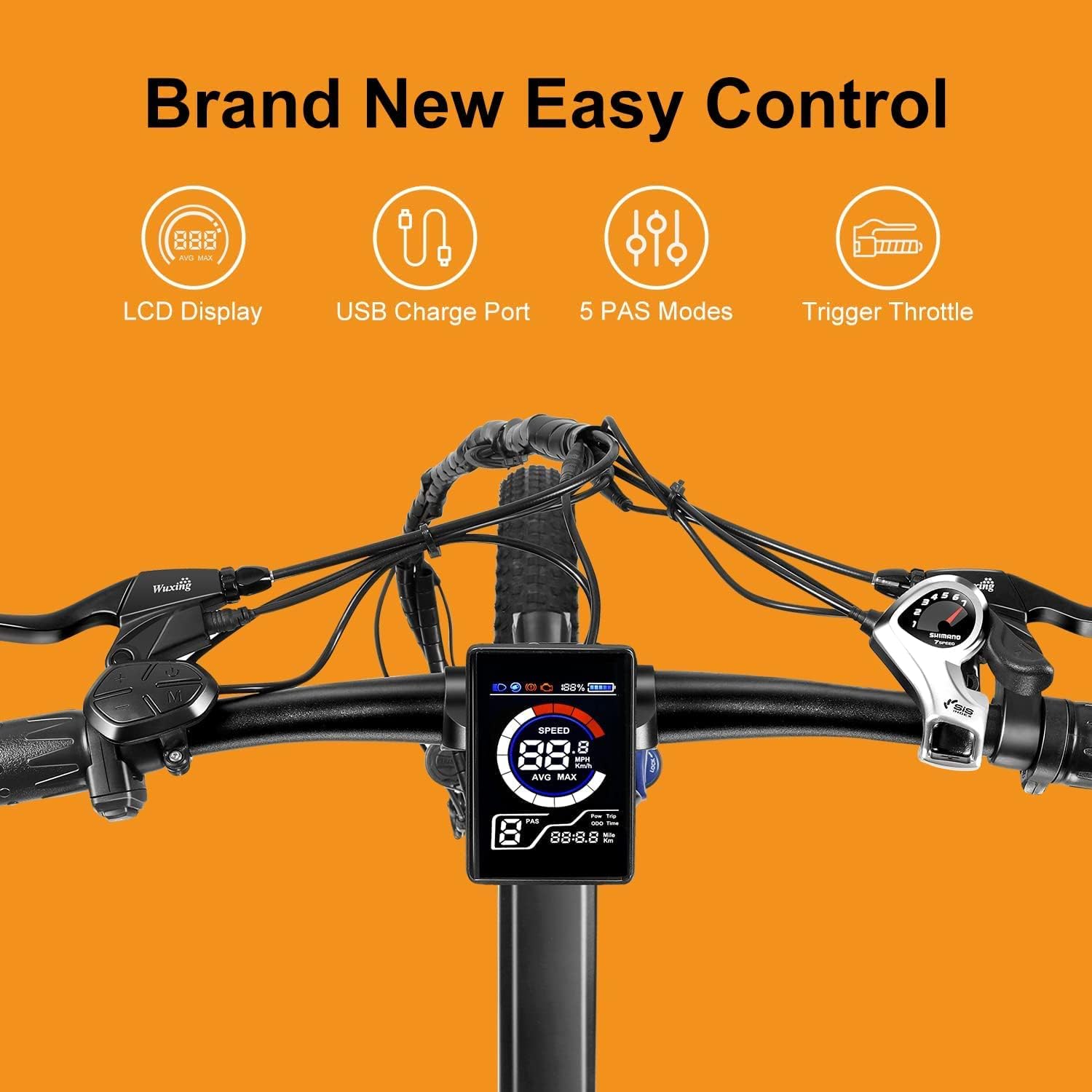 Jasion EB7 Electric Bike for Adults, 500W Motor 26MPH Max Speed, 48V 10AH Removable Battery, 20" Fat Tire Foldable Electric Bike with Dual Shock Absorber, and Shimano 7-Speed Electric Bicycles