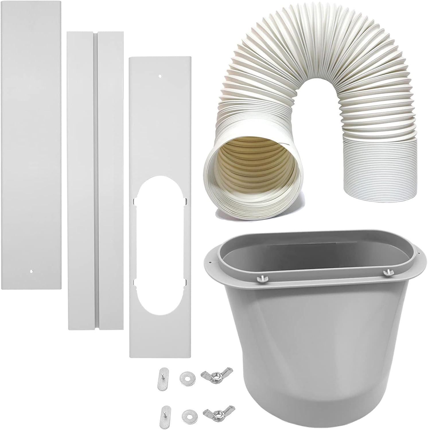 LEZIFU Portable AC Window Vent Kit, 3Pcs Window Slide Kit Plate + 5.9'' Window Adapter Tube Connector + 5.9" Exhaust Hose Pack of 2