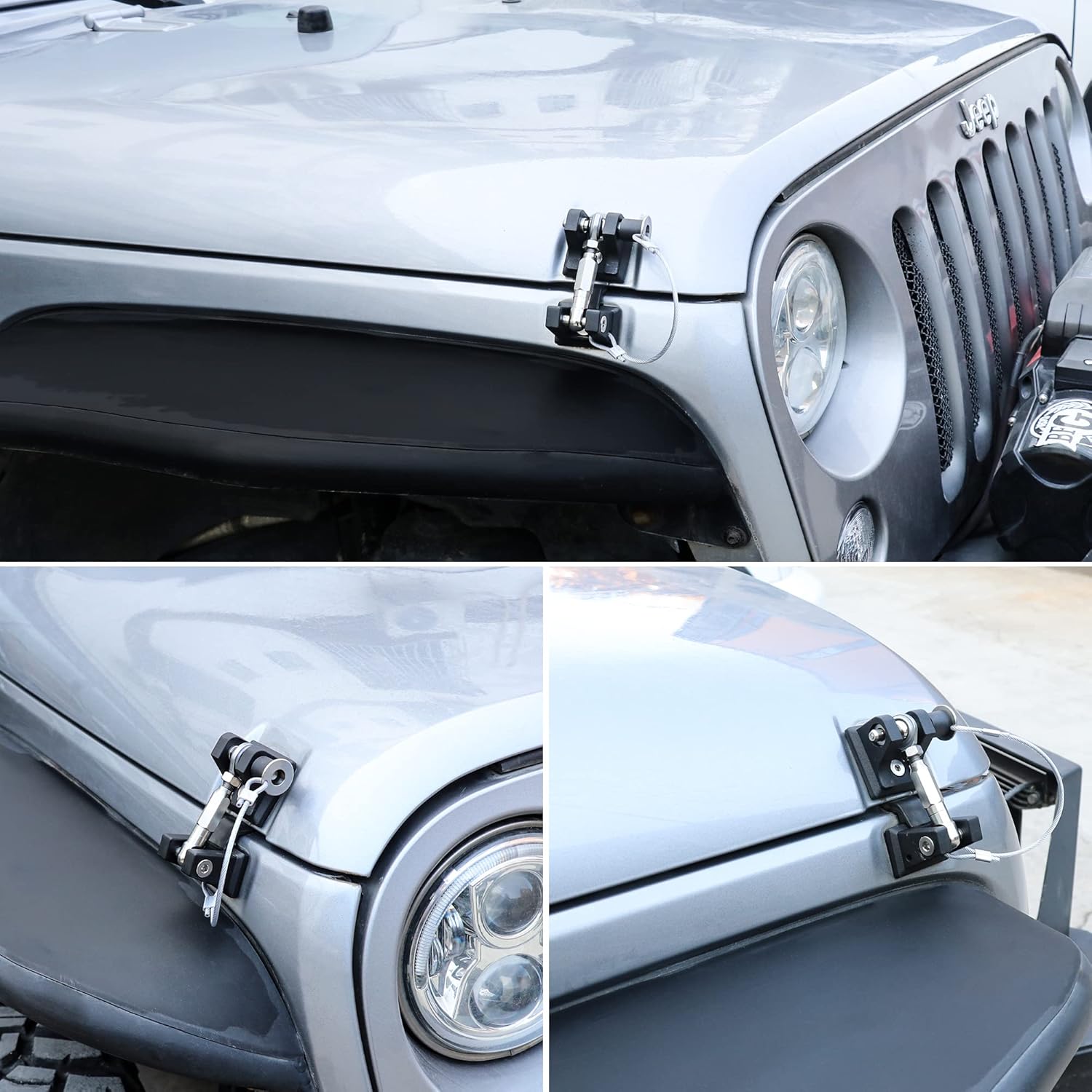 BESTAOO Hood Latches for 2018-2022 Jeep Wrangler JL JLU & Gladiator JT, Anti-Theft Aluminum Hood Lock Catch Latches Kit, Eliminates Hood Flutter, 1 Pair