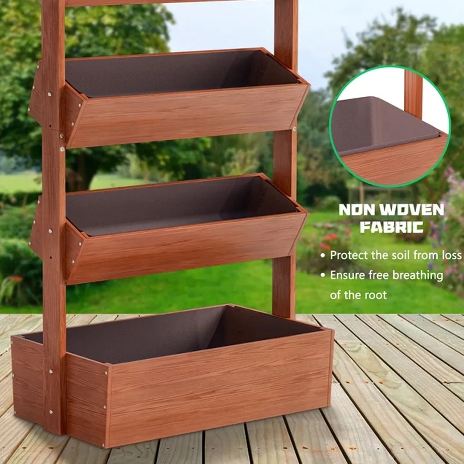NAIZEA 4 Tier Vertical Wooden Garden Bed, Freestanding Outdoor Planter Box, Plant Planter, Herb Vegetable Flower Planting Box Shelf for Indoor Patio Balcony
