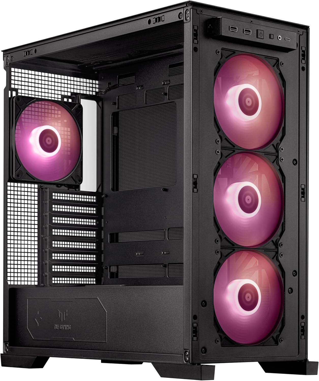 ASUS TUF Gaming GT302 ARGB ATX Mid-Tower PC Case – Four 140 x 28 mm ARGB Fans for High Airflow, Interchangeable Tempered Glass or Mesh Side Panels, Supports BTF Hidden-Connector Motherboards | Black