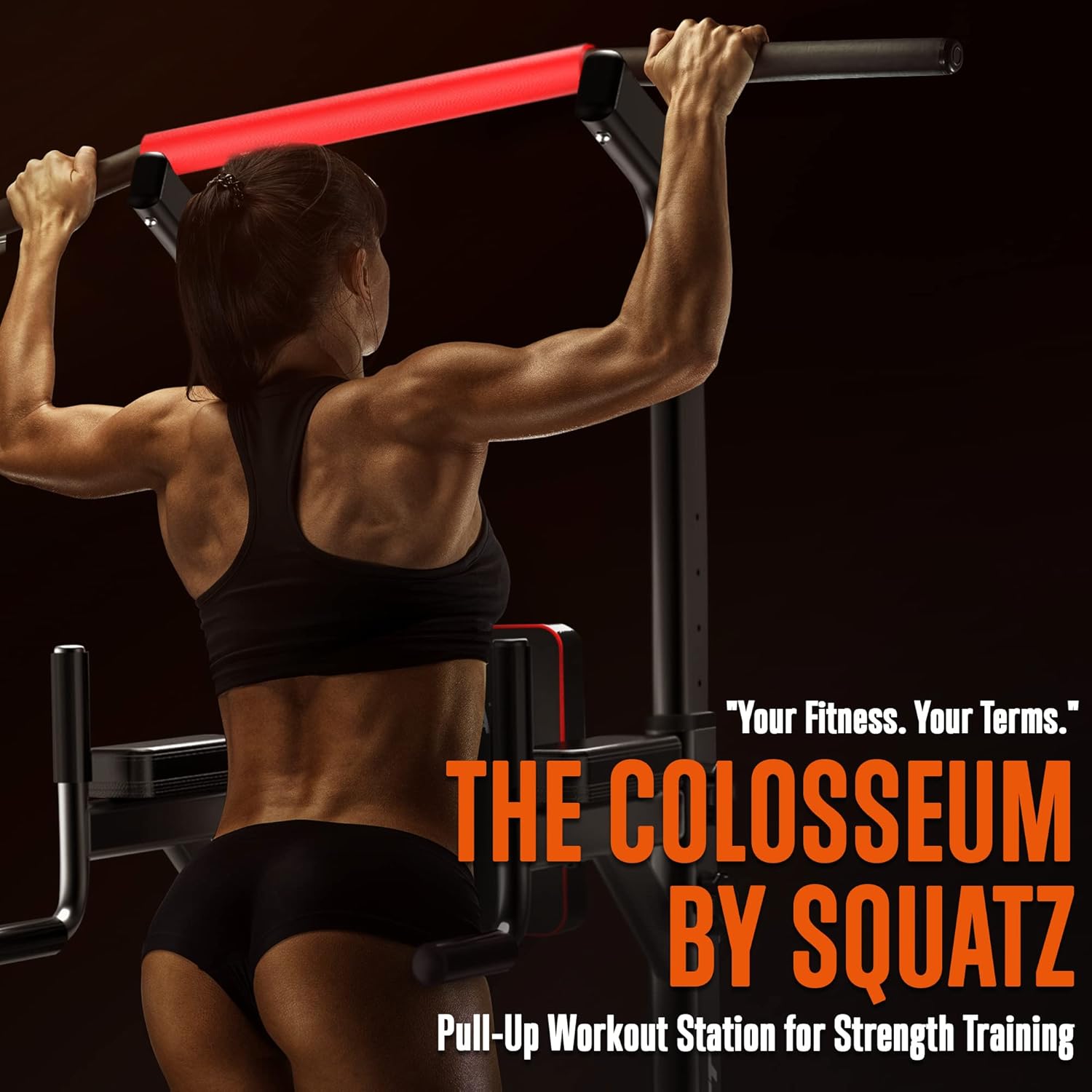 SQUATZ Pull-Up Workout Station with Bench - Multifunctional Gym Equipment Setup w/Pulling Bar, Sit-Up Board, Backrest, Elbow Pad, & Steel Main Frame, Great for Home Exercise and Weight Training