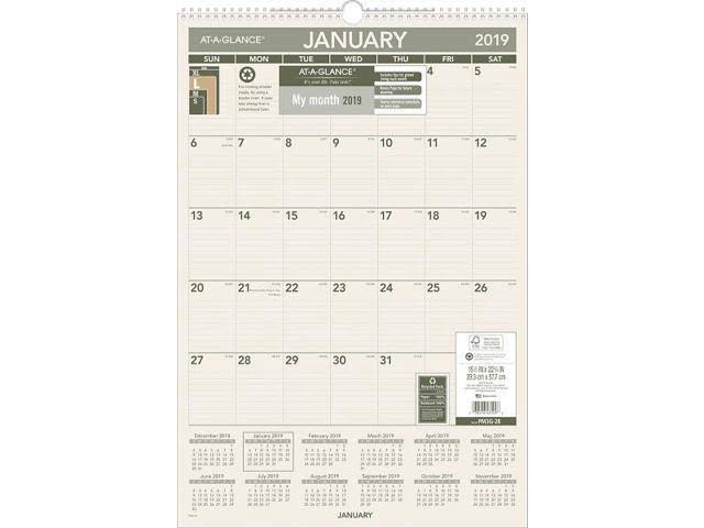 At-a-glance Recycled Monthly Wall Calendar -