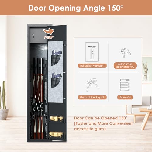 1-3 Gun Safe,Rifle Safe,Gun Safe for Shotguns,Large Gun Safe for Home Rifle and Pistols,Long Gun Cabinets with Digital Keypad/Removable Shelf for Rifles Shotgun-10" x10" x 54"
