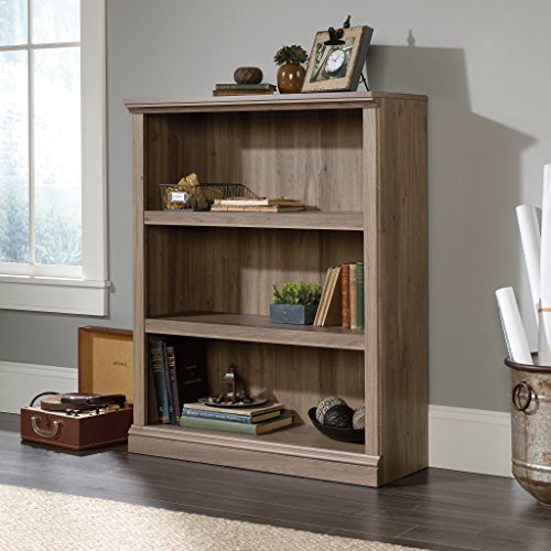Sauder Harbor View Computer Desk with Hutch and 3-Shelf Bookcase, Salt Oak Finish