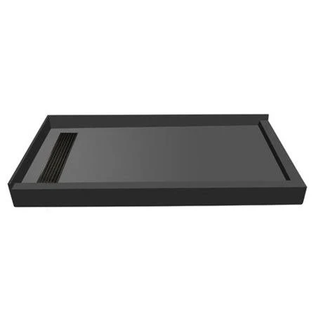 Tile Redi Double Threshold Shower Base with Designer Grate, Bronze
