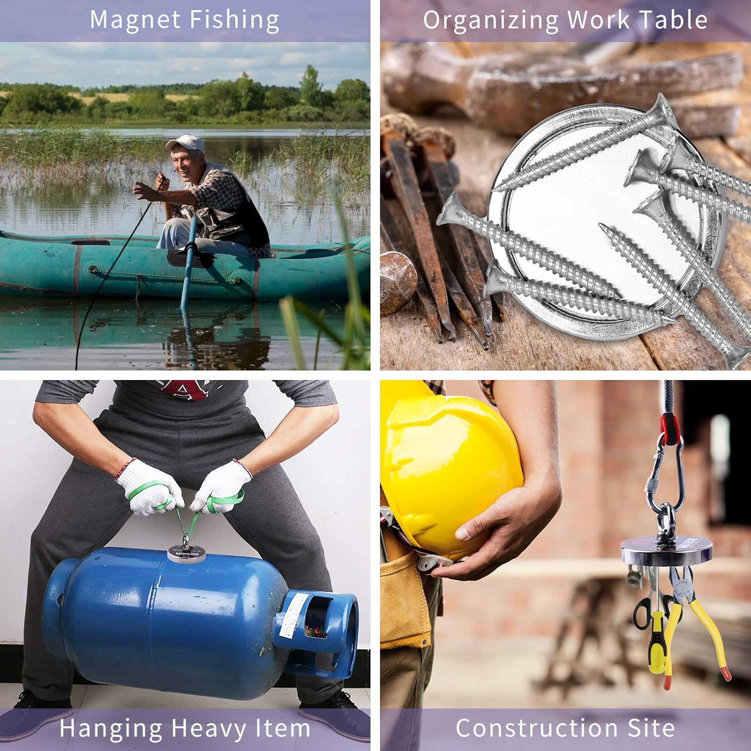 MIKEDE Fishing Magnets, 1080 LBS Pulling Force Strong Magnets Fishing Kit with Heavy Duty Rope Diameter 3.94inch(100mm), Big Neodymium Rare Earth Magnet for Retrieving in River and Magnetic Fishing Pack of 2