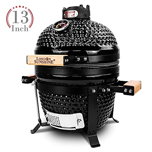 Ceramic BBQ Charcoal Kamado Grill 13 inch Portable Tabletop BBQ Grill Red