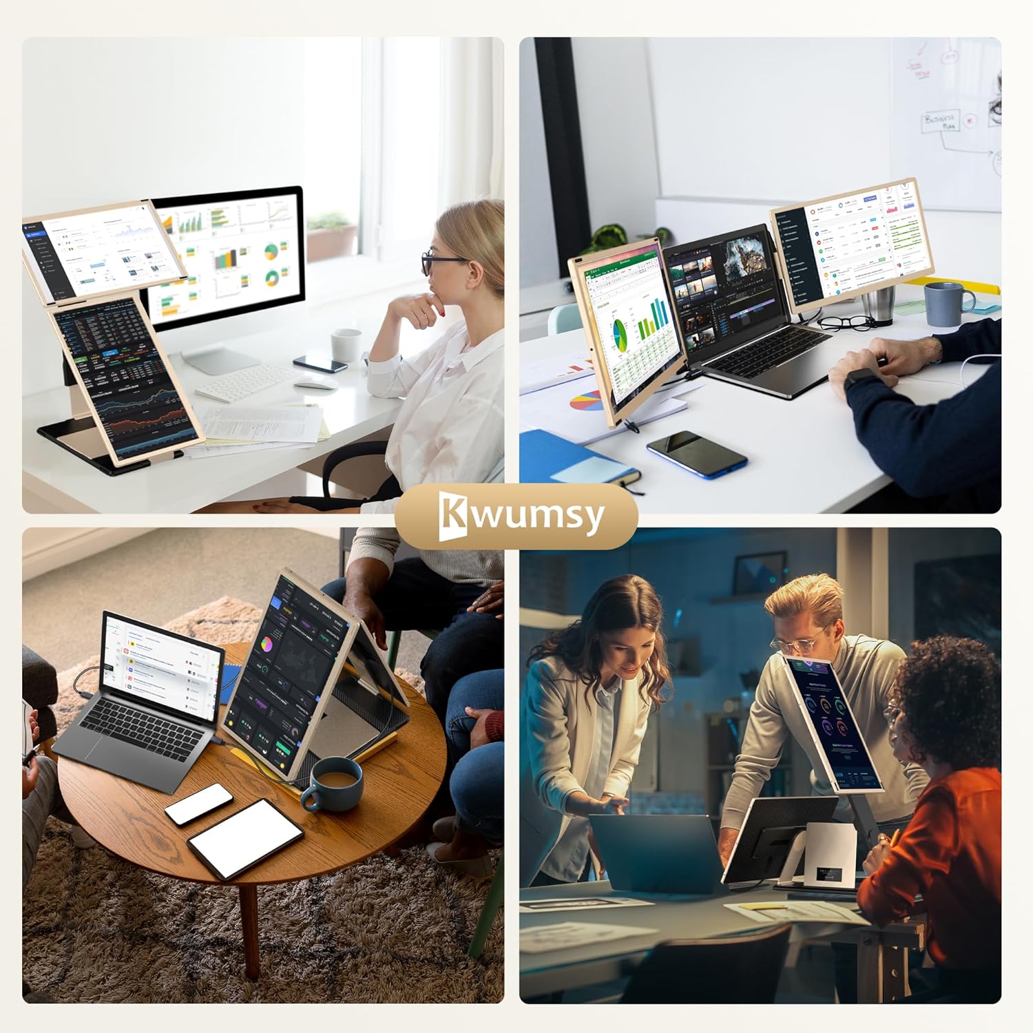 15.6’’ Laptop Screen Extender, Portable Triple Monitor for Laptop with 86% NTSC IPS FHD 1080P Display, Detachable Monitor Extender Compatible with Wins/Mac/Dex/Chrome, Working with Desktop/Mini PC