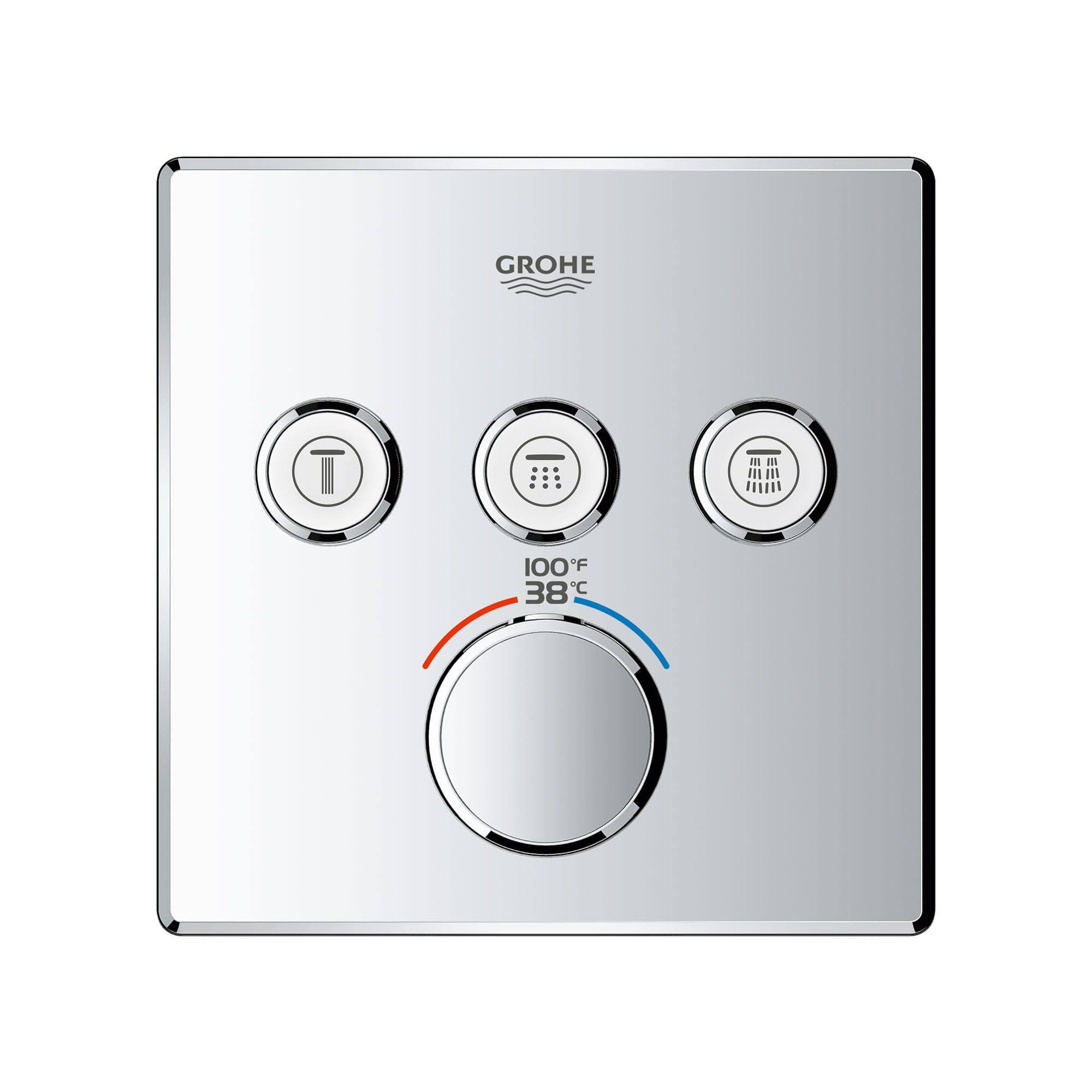 Grohe 29142000 Grohtherm SmartControl Triple Function Thermostatic Trim with Control Module - Starlight Chrome
