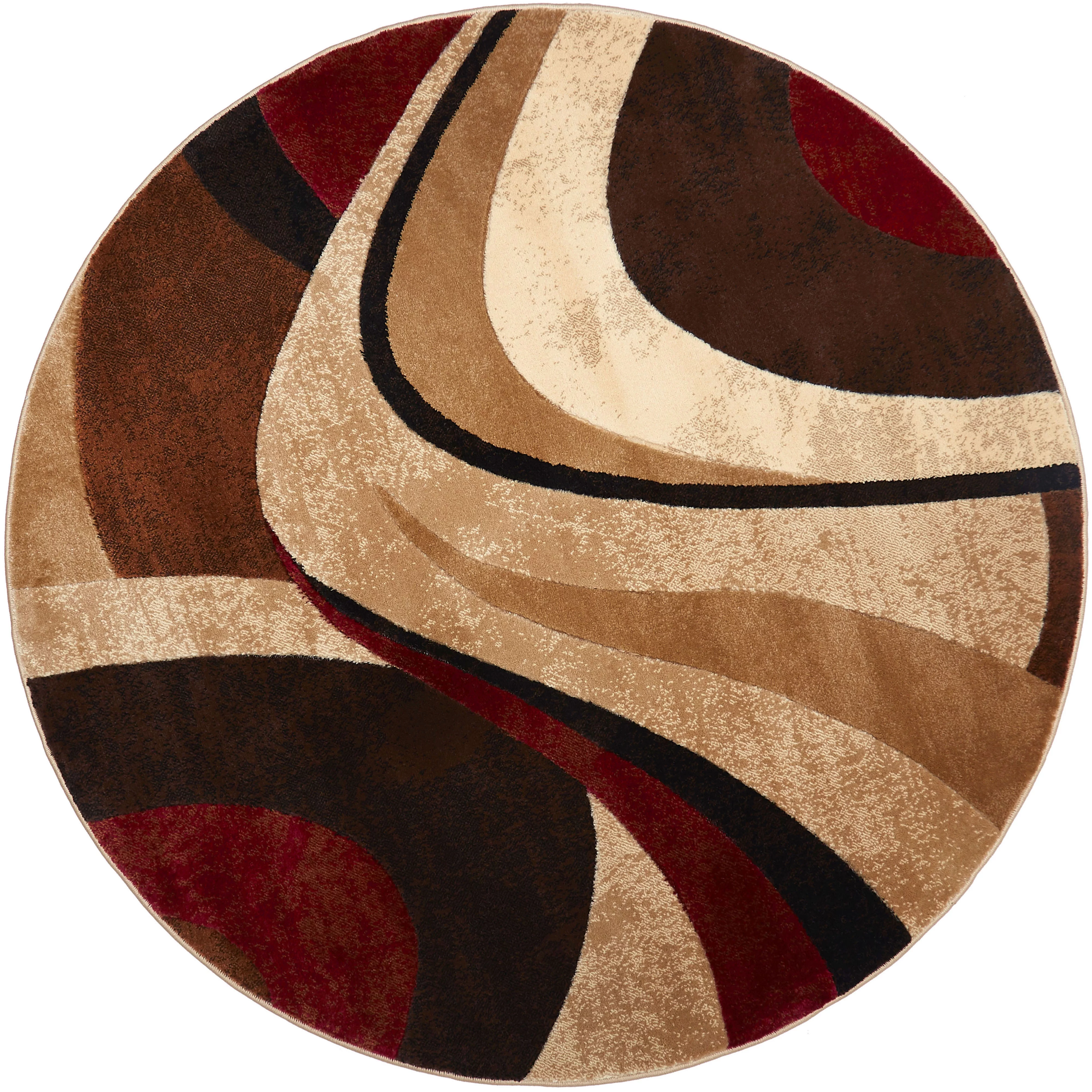 Home Dynamix Tribeca Slade Contemporary Abstract Area Rug, Brown/Red, 7'10" Round