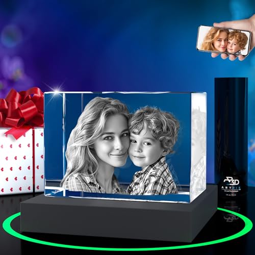 ArtPix 3D Premium Crystal Photo, Personalized Gifts for Mom, Women, Wife, Men, Her, Husband,Grandma, Great Customized Gift With Your Own Photo, Custom Birthday 3D Picture Rectangle, Couples Gifts