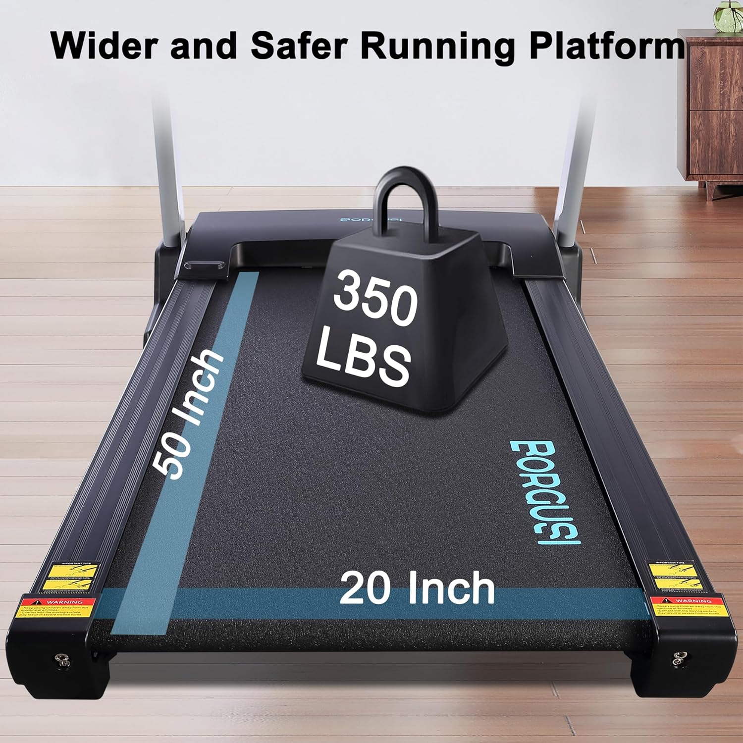 Treadmill with 15% Auto Incline and 350 LBS Capacity, 3.5 HP Folding Electric Treadmill Running Machine with Bluetooth Speaker for Home Use, 20" Wide Tread Belt, Max 10MPH Speed