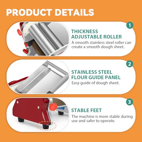 Newhai Commercial Electric Pasta Maker, Automatic Noodle Machine, 2-in-1 Heavy Duty Dough Roller Pressing Machine, with 2mm/6mm Blade, 750W Stainless Steel, for Restaurant Home Use