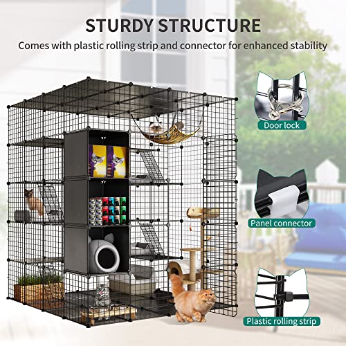 YITAHOME Outdoor Cat Enclosures Catio Large Cat Cage Cat House with Roof Hammock Platforms DIY Pet Kennels Playpen for 1-6 Cats Rv Garden