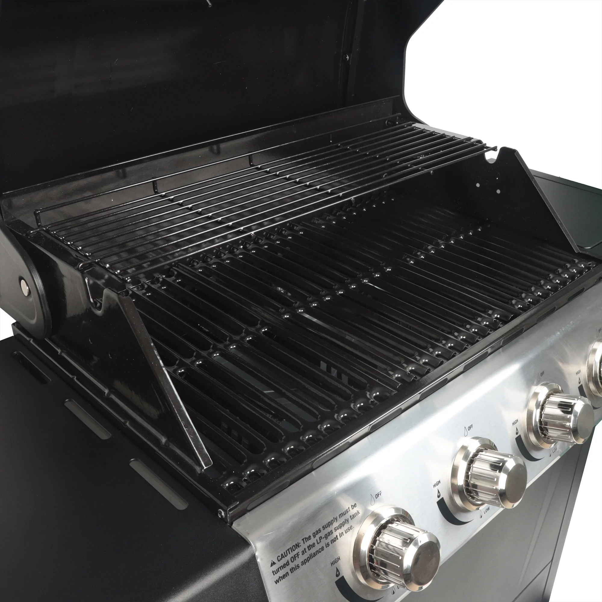 Grill Boss 4-Burner Gas Grill w/ Side Burner, Cover, and Side Shelves