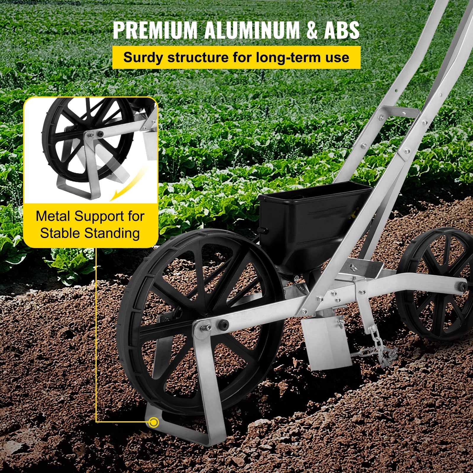 Premium Garden Seeder Row Seed Planter W/ 6 Seed Plates Lawn Spreader