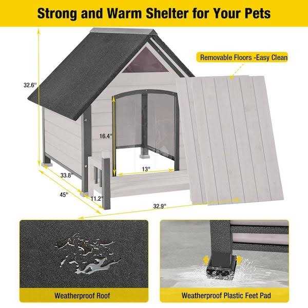 Aivituvin Outdoor Dog House with Porch Strong Iron Frame - Pet Supplies online store