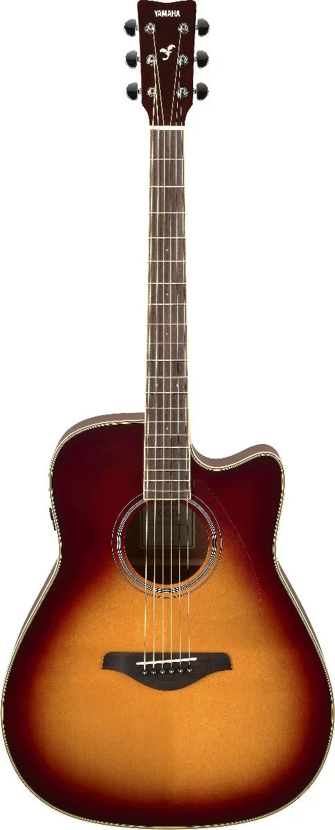 Yamaha FGC-TA TransAcoustic Dreadnought Cutaway Acoustic-Electric Guitar Brown Sunburst - Curated Treasures Market