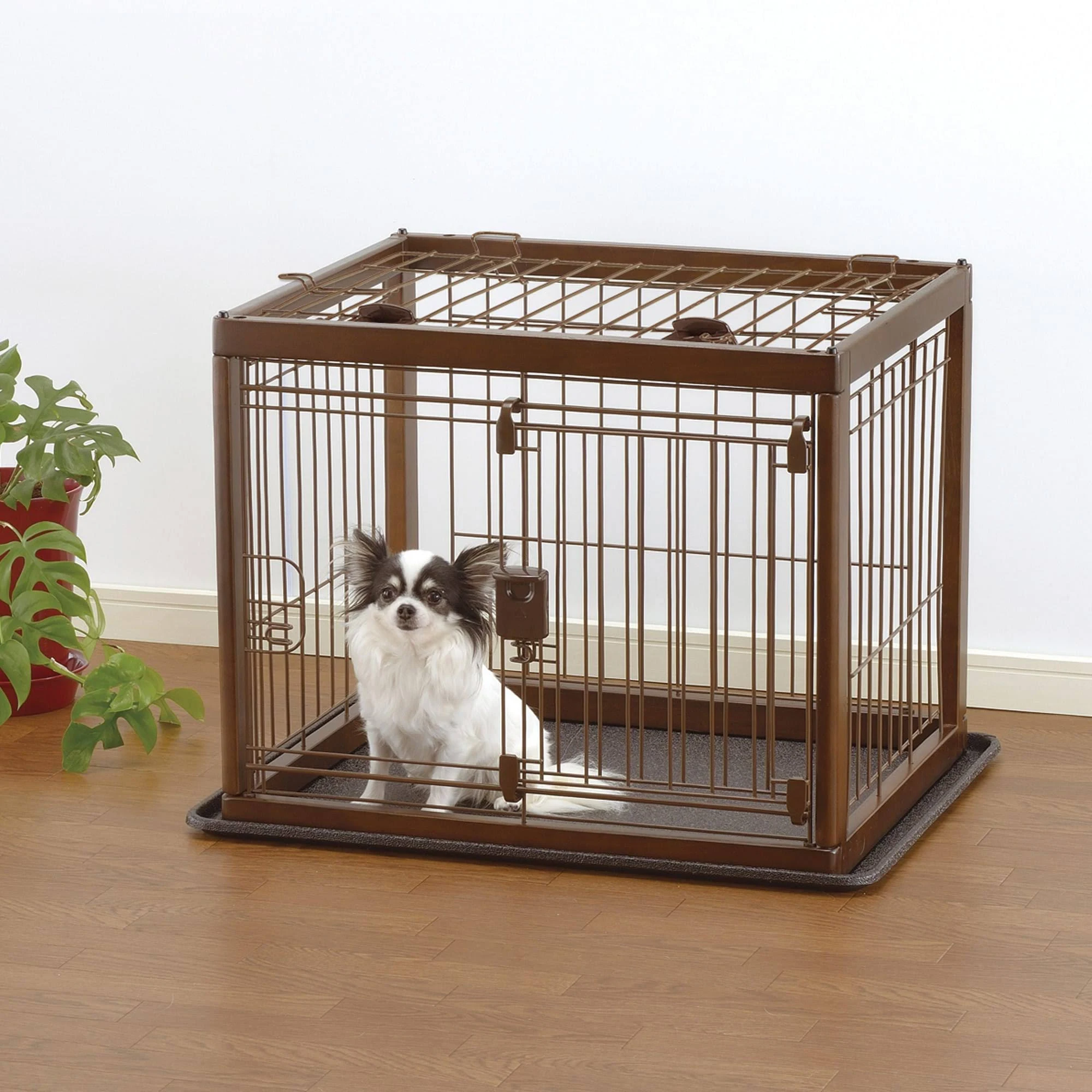 Richell Dark Brown Wooden Pet Crate Small