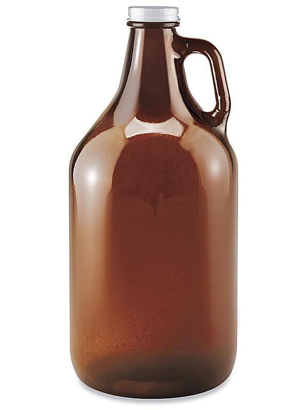 Glass Jugs - 1/2 Gallon, Amber - ULINE - Case of 6 - S-18033A