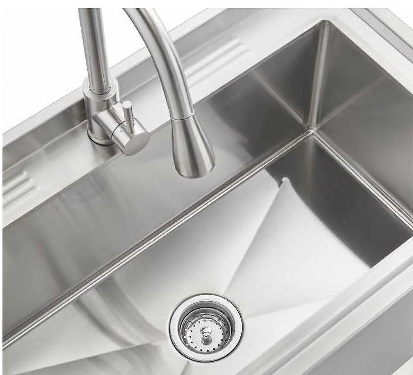 TRINITY Stainless Steel Freestanding Single Bowl Utility Sink for Garage, Laundry Room, and Commercial Use, Includes Pull-Out Faucet, NSF Certified, 36" x 20" x 49", Stainless Steel
