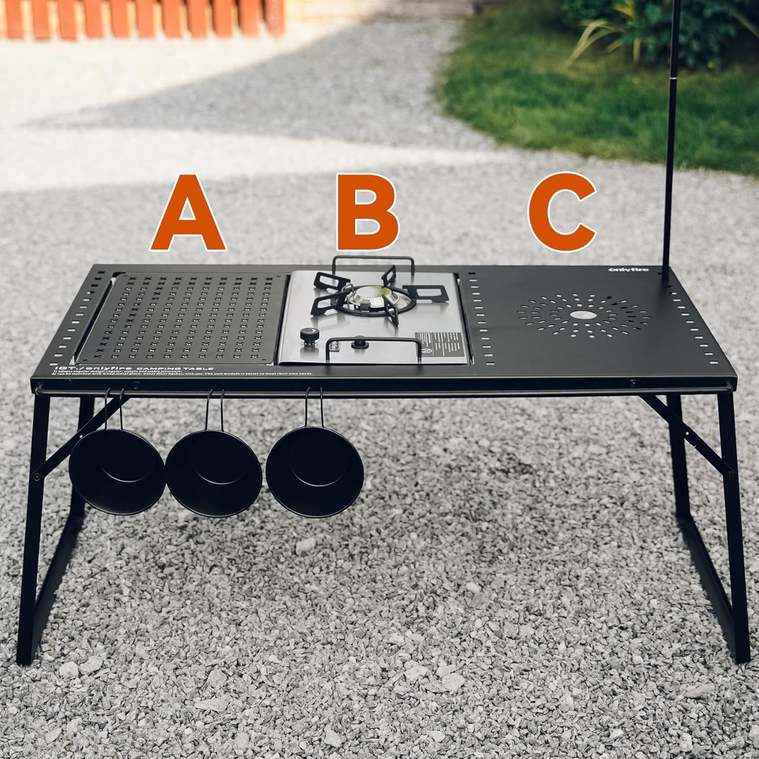 Onlyfire IGT Camping Table Kit with Gas Stove and Carrying Case, Folding Camp Table, Portable Camping Table IGT Unit Combination Table for Camping, Picnic, RV Trip, Backyard Party, GS337