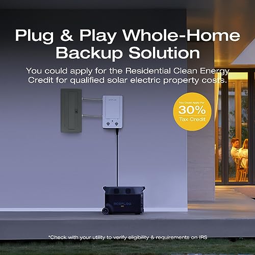 EF ECOFLOW 120V Home Backup Kit: DELTA Pro 3600Wh Power Station with Transfer Switch Kit, 3600W AC Output, Solar Generator for Home Use, Emergency, RV