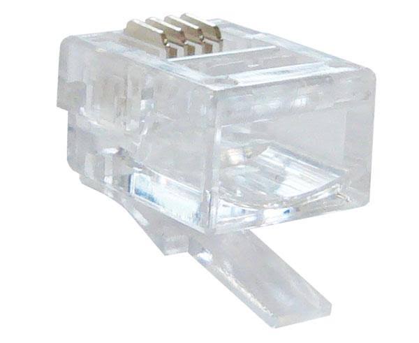 RJ11 Modular Plug, 4 Conductor Phone Jack for Solid or Stranded Cable