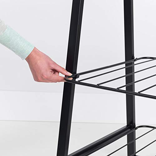 Brabantia - Linn Clothes Rack, Compact - Free Standing Clothing Rail - Clothes Storage - Hang, Air, or Dry Clothes - Sturdy Steel Frame & Bamboo Rod - 19 x 13 x 67 inches - Black