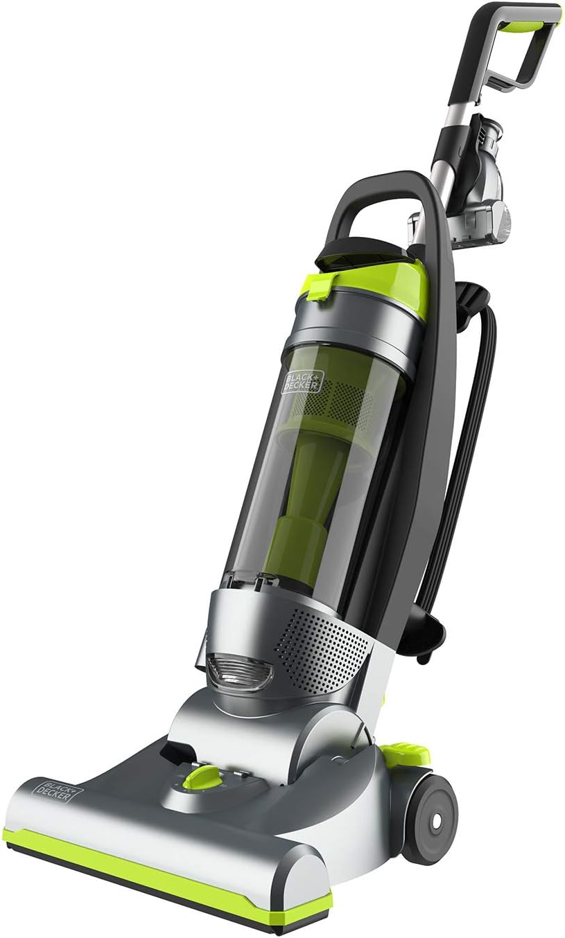 BLACK+DECKER Bagless Upright Vacuum Cleaner with Anti-Allergen HEPA Filer, Corded 1,200 Watt Motor & 5-Position Carpet Height Settings, Gray (BDXURV309G)