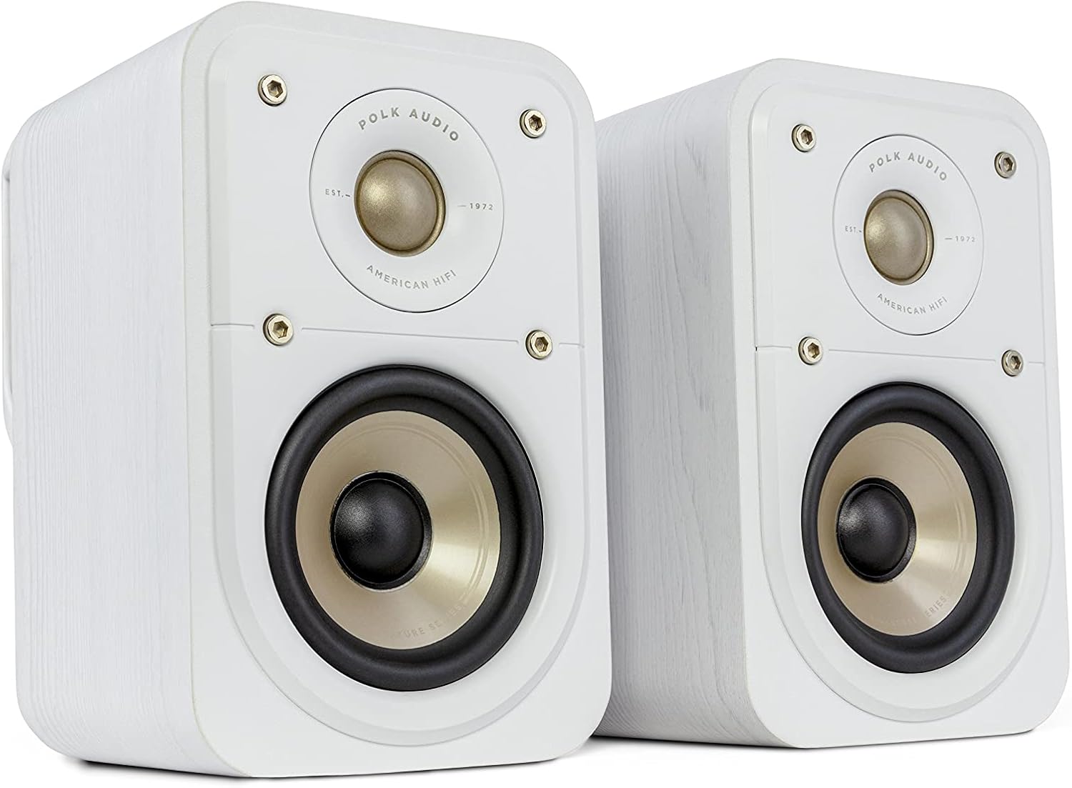 Polk Signature Elite ES10 Surround Loudspeaker - Hi-Res Audio Certified, Dolby Atmos & DTS:X Compatible, 1" Tweeter & 4" Woofer, Power Port Technology for Effortless Bass (Pair, Contemporary Walnut)