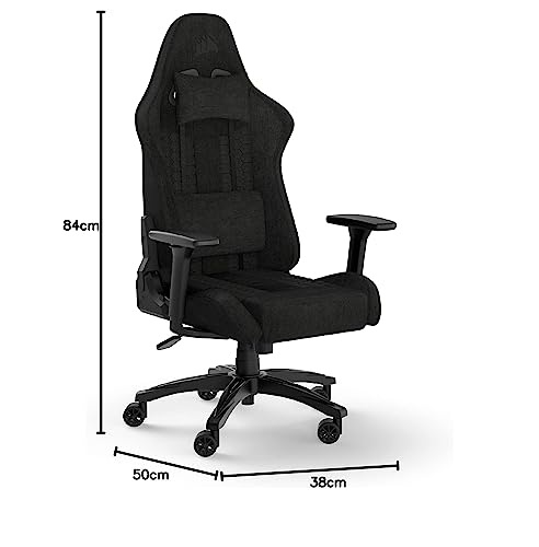 Corsair TC100 Relaxed Gaming Chair - Fabric - Racing-Inspired Design - Lumbar Pillow - Detachable Memory Foam Neck Pillow - Adjustable Seat Height - Adjustable Armrests - Gray and Black