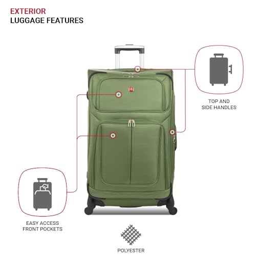 SwissGear Sion Softside Expandable Luggage, Black, Checked-Large 29-Inch