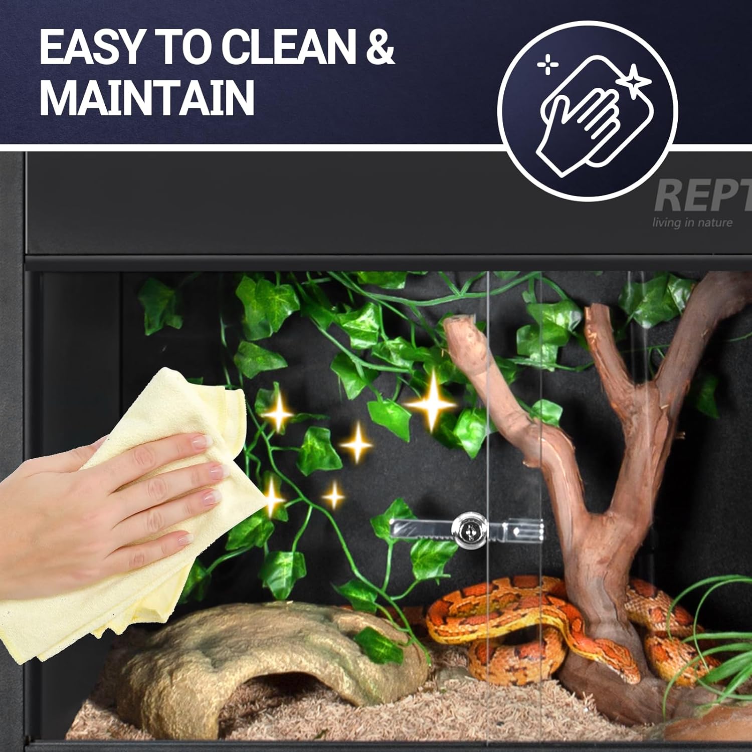 REPTI ZOO 68 Gallon PVC Reptile Terrarium 48x18x18” and Bearded Dragon Basking Platform