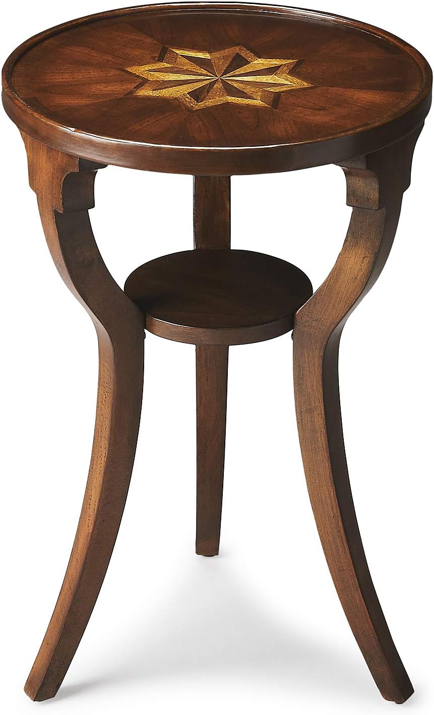 Tables - Bridgeport Round Inlaid Accent Table - Side Table - End Table - Plantation Cherry Finish