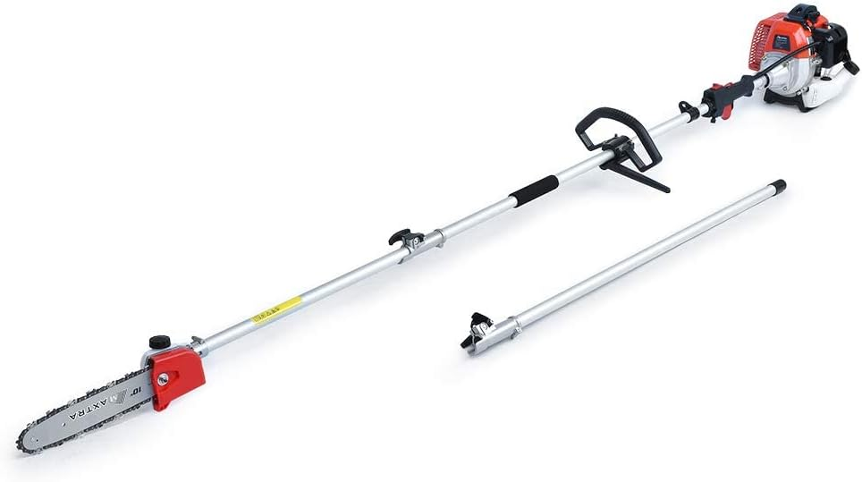 MAXTRA Pole Saw Gas Powered, 10-Inch Bar Cordless Extendable Long Trimmer Power Gasoline Chainsaw For Tree Hedge Trimming Bush Pruning