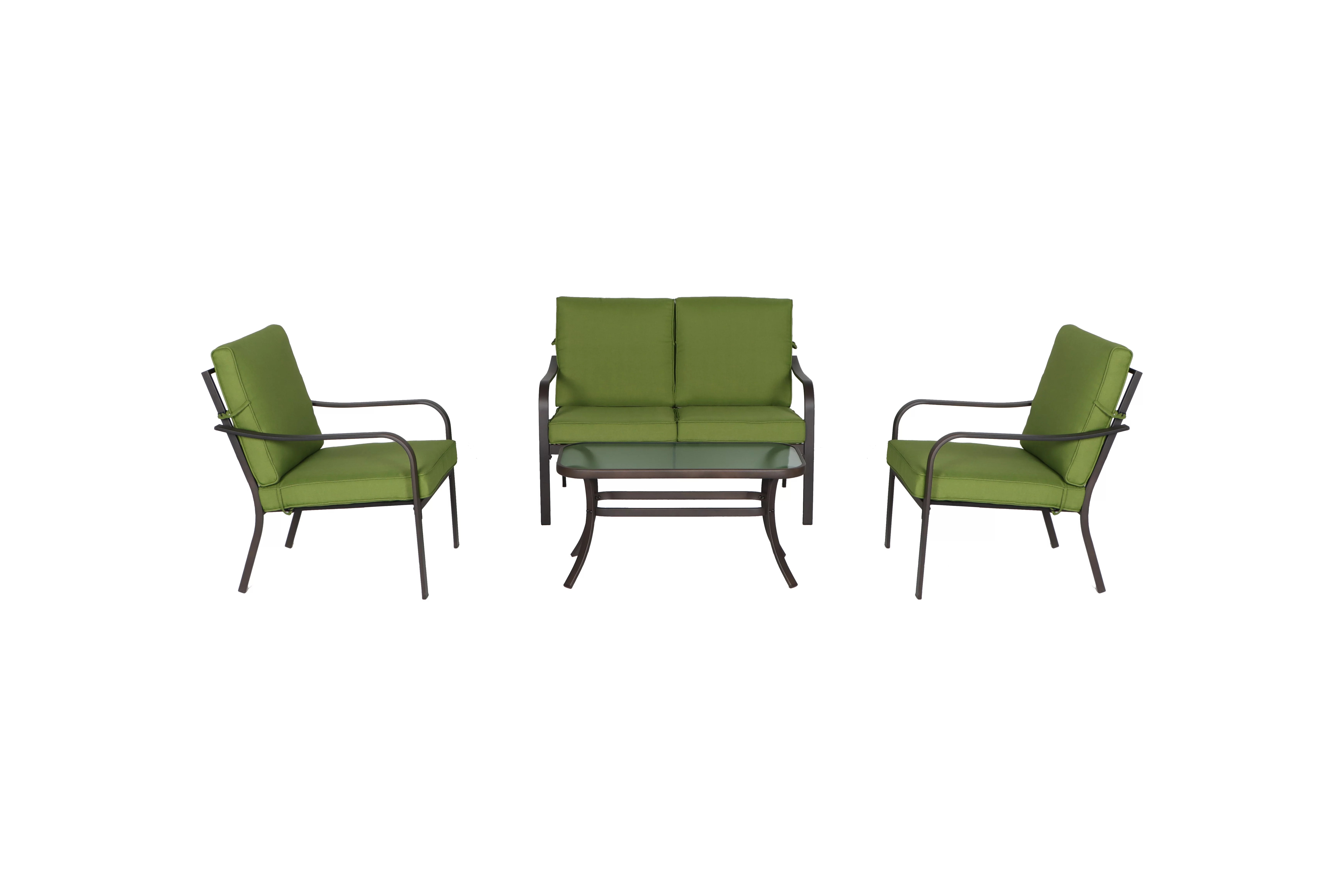 Mainstays Stanton 4-Piece Steel Outdoor Patio Conversation Set, Red