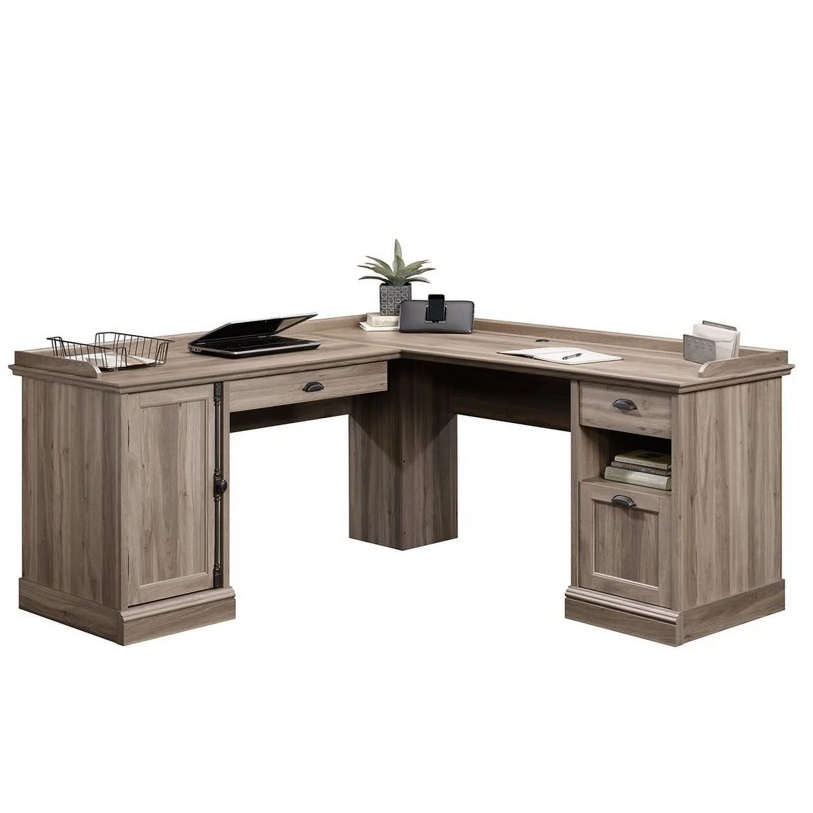 Sauder Barrister Lane L-Desk, Salt Oak Finish