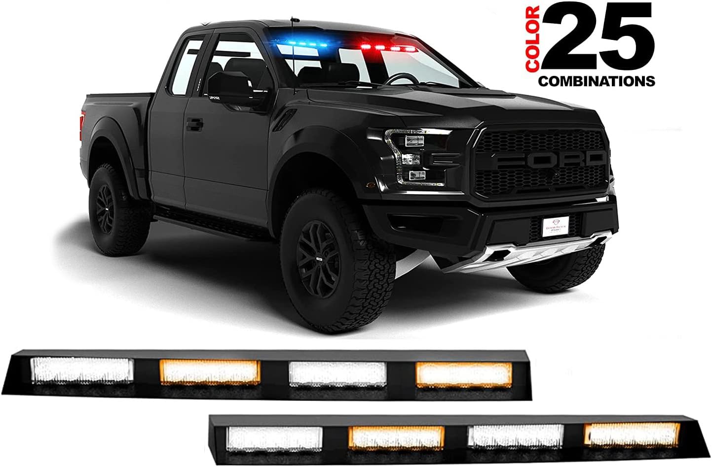 Extreme Tactical Dynamics Elemental 40 Visor Light LED Strobe Visor Light Interior Windshield Light Bar Split Mount Emergency Lights - Blue/White