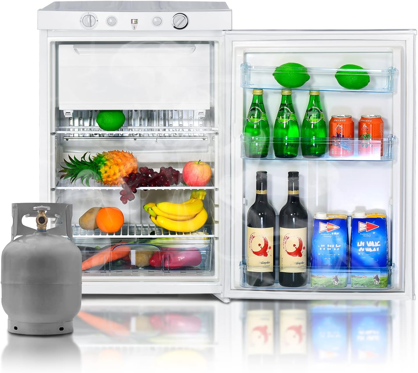 Smad Propane Refrigerator 3 Way Propane Fridge for RV Outdoor Camper Gas 110V 12V,1.4 Cu.ft.